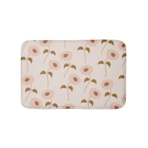 Tapis De Bain Brown Beige Retro Y2K Hippie Motif de tournesol