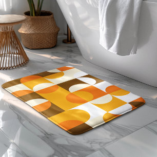 Tapis De Bain Brown blanc orange jaune demi-cercles Motif