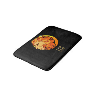 Tapis De Bain Brown et or signe de zodiaque Leo noir