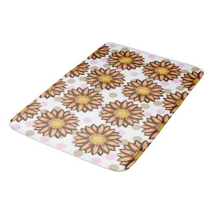 Tapis De Bain Brown Flowers pink Polka dot Floral pattern