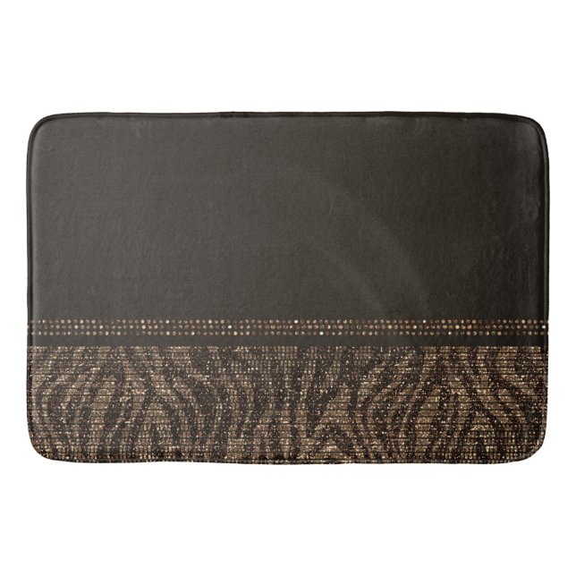 Tapis De Bain Brown Gold Zebra Wild Poster de animal Exotic Glam (Devant)