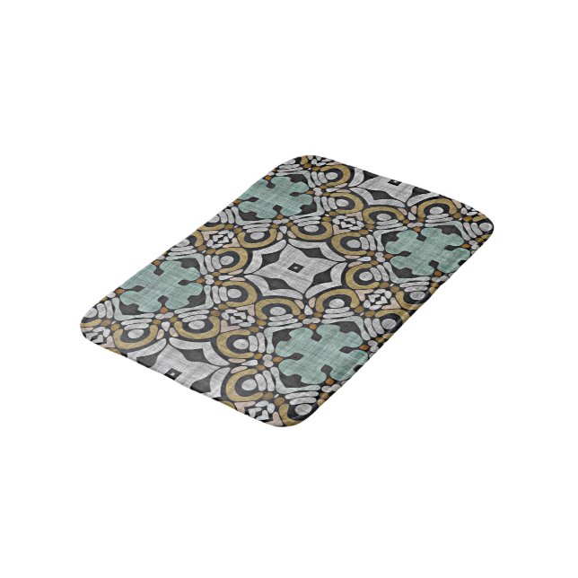 Tapis De Bain Brown Green Grey Hip Ornat Art Motif (Angle)