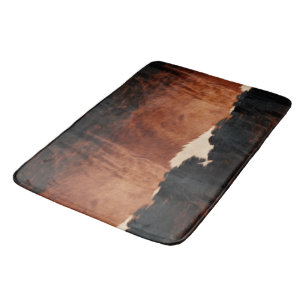 Tapis De Bain Brown Noir Noir Faux Cowhide