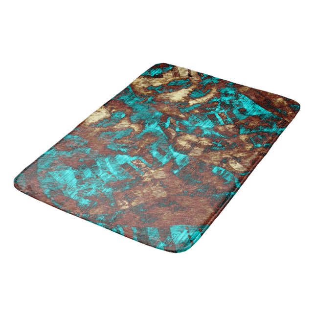Tapis De Bain Brown Turquoise Abstrait en Motif détendu (Angle)
