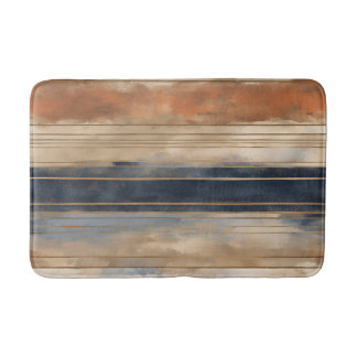 Tapis De Bain Brûlé Orange Navy Dusty Bleu Distressed