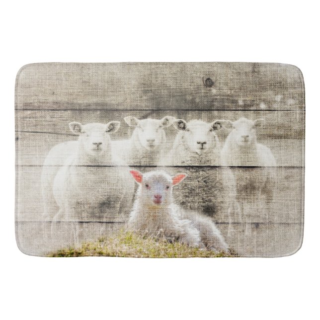 Tapis De Bain Brûlure d'agneau de bébé à mouton rustique (Devant)