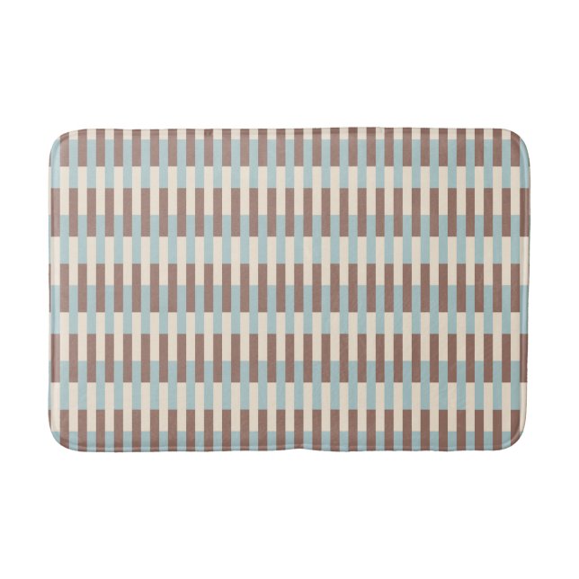 Tapis De Bain Brun Tan Bleu Rayures (Devant)