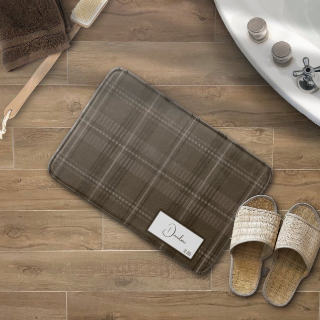 Tapis de bain brunette à carreaux modernes (Créateur téléchargé)