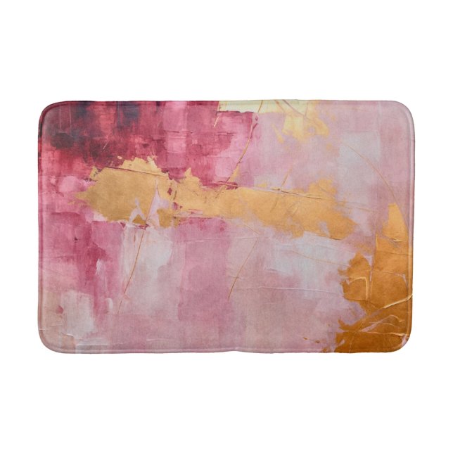Tapis De Bain Brush artistique touche or et rose (Devant)