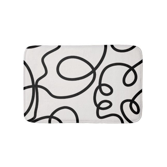 Tapis De Bain Brush Strokes De Ligne Minimale Moderne Noir Et Bl (Devant)