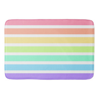 Tapis De Bain Bubblegum arc-en-ciel et bandes blanches