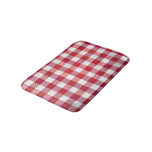 Tapis De Bain Buffalo plaid rouge et blanc