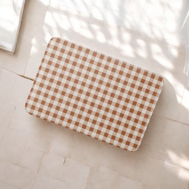 Tapis De Bain Buffle Brown Beige Plaid Rustique Salle de bain Ch (Créateur téléchargé)