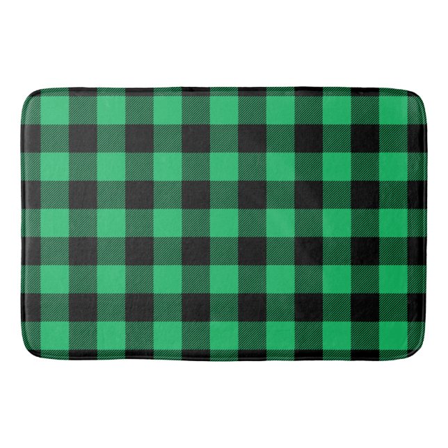 Tapis De Bain Buffle vert et noir Vérifier En vichy Ba de vacanc (Devant)