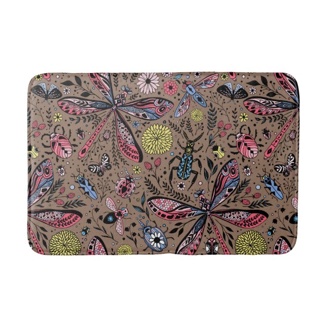 Tapis De Bain Bugs de Doodle sur mocha brown (Devant)