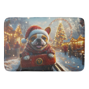 Tapis De Bain Bull Terrier Chien Montagnes Russes Noël