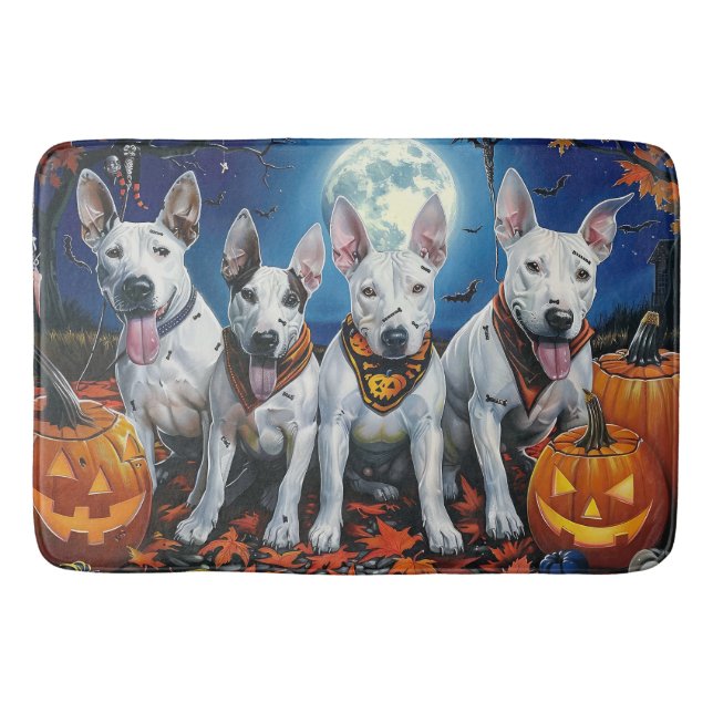 Tapis De Bain Bull Terrier Halloween Épouvantable  (Devant)
