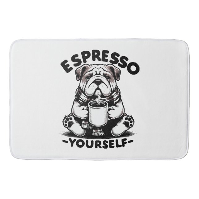 Tapis De Bain Bulldog au café chaud espresso (Devant)