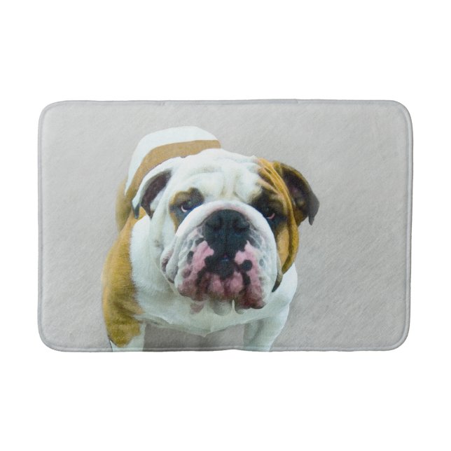 Tapis De Bain Bulldog Painting - Joli art original chien (Devant)