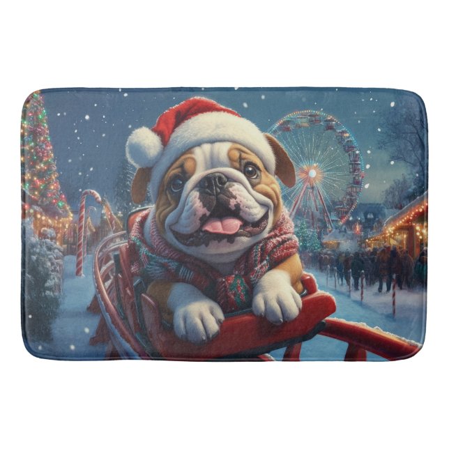 Tapis De Bain Bulldog Roller Dessous de verre Noël (Devant)