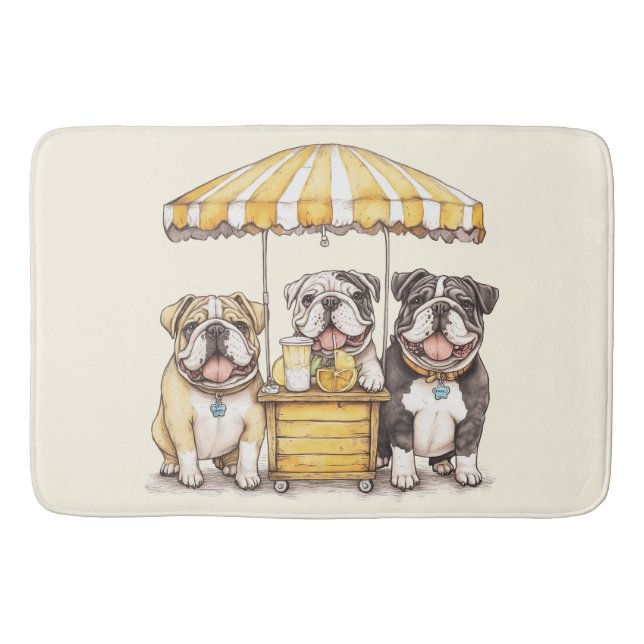 Tapis De Bain Bulldogs Anglais Courant Un Stand De Lemonade (Devant)
