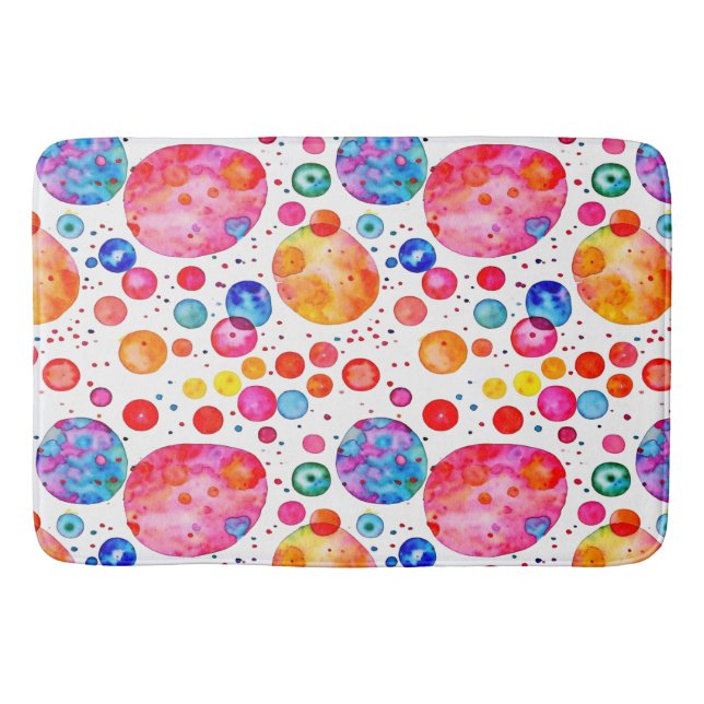Tapis De Bain Bulles Abstraites colorées Aquarelle (Devant)