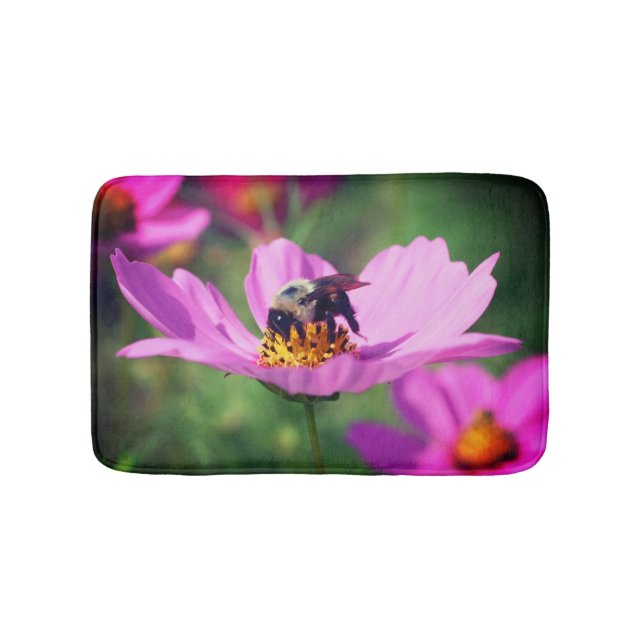 Tapis De Bain Bumble Bee On Rose Cosmos Flower Close Up (Devant)