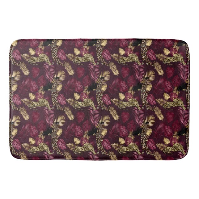 Tapis De Bain Burgundy and Gold Leopard Series Design 12 (Devant)