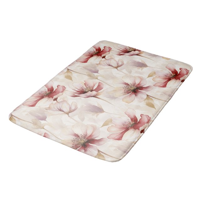 Tapis De Bain Burgundy Crème Lavande Fête des mariées florale (Angle)