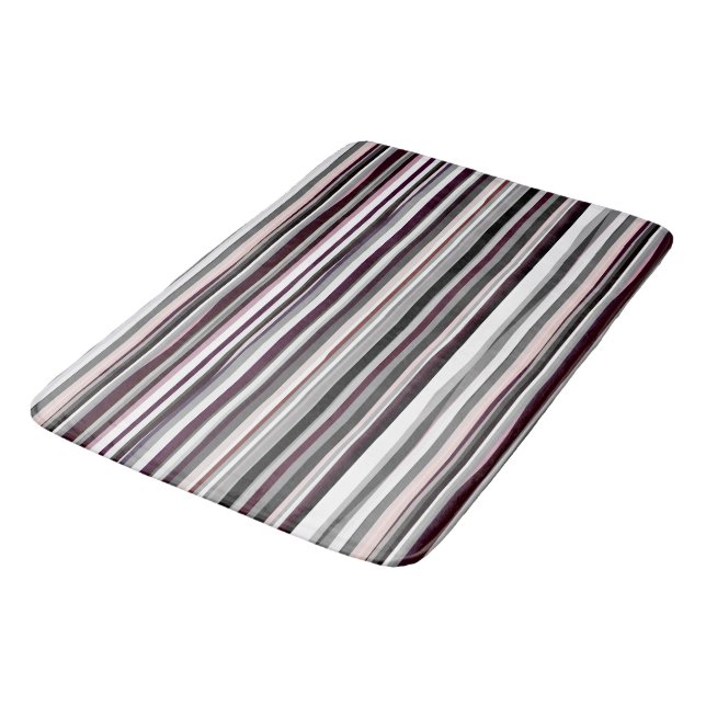 Tapis De Bain Burgundy, rose et gris Abstrait rayures (Angle)