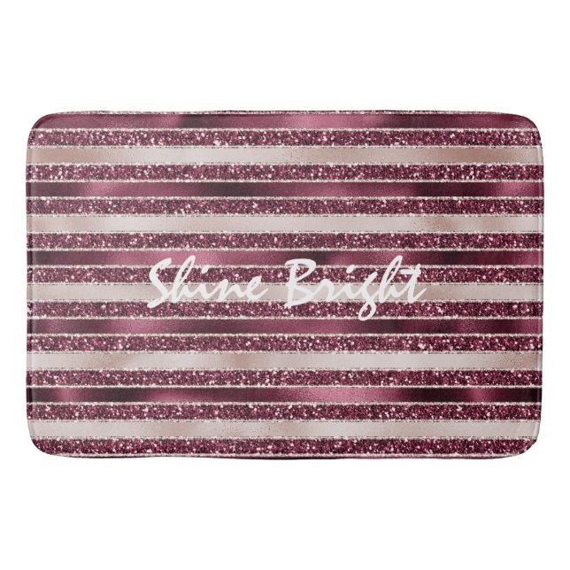 Tapis De Bain Burgundy Rouge Rose Rose Gold Parties scintillant  (Devant)