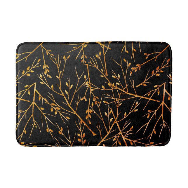 Tapis De Bain Burnt Orange Twigs on Black (Devant)