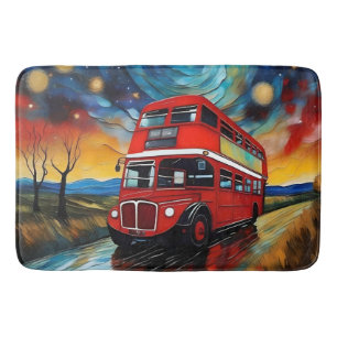 Tapis De Bain Bus Red Double Decker La Nuit Étoile,