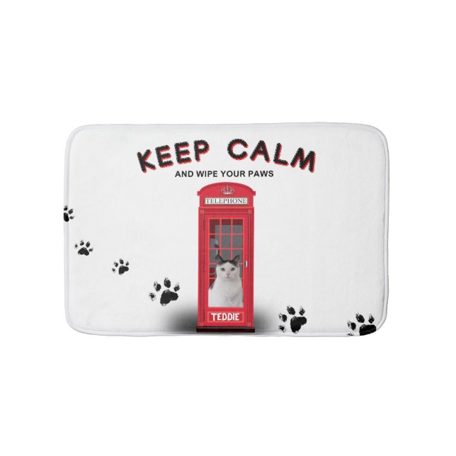 Tapis De Bain Cabine téléphonique rouge personnalisable 'Keep Ca (Devant)