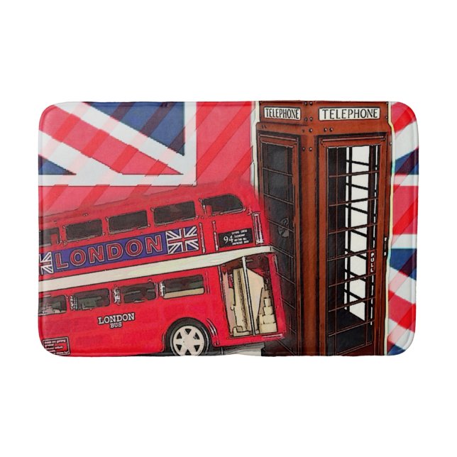 Tapis De Bain Cabine téléphonique rouge Retro Union Jack London  (Devant)