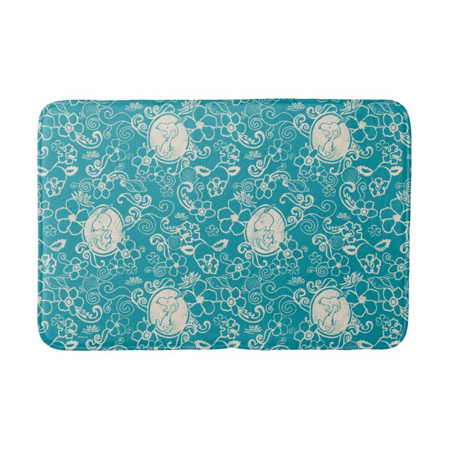 Tapis De Bain cacahuètes | Snoopy Turquoise Tropical Beach Motif (Devant)