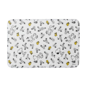 Tapis De Bain cacahuètes   Snoopy & Woodstock B&W Flower Motif