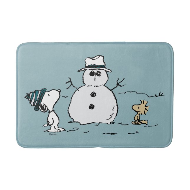 Tapis De Bain cacahuètes | Snoopy & Woodstock Build A Snowman (Devant)