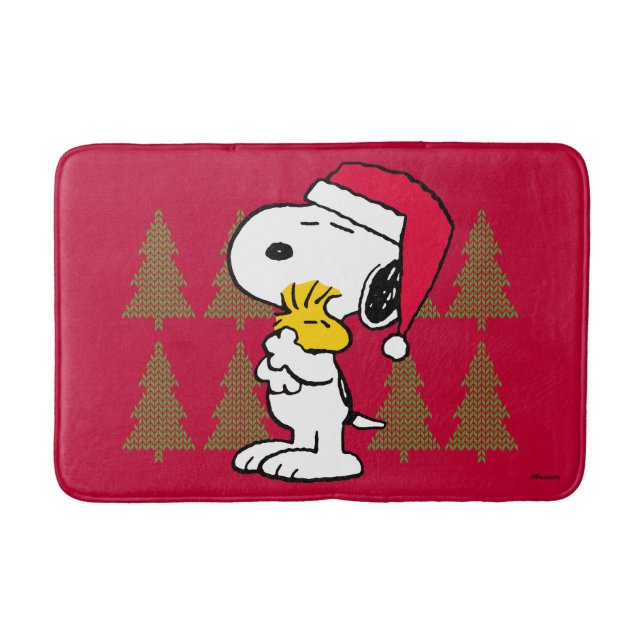 Tapis De Bain cacahuètes | Snoopy & Woodstock Santa Claus Hug (Devant)