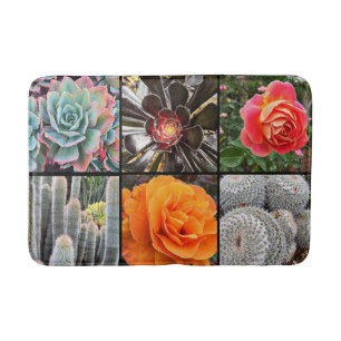 Tapis De Bain Cactus fleurs roses photo collage moderne bold