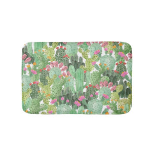 Tapis De Bain Cactus peint à la main : Vert désert