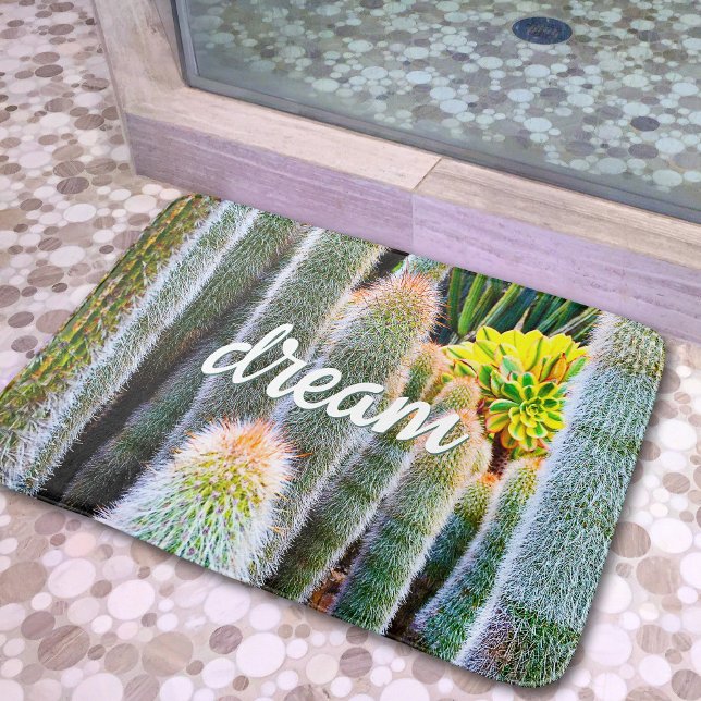 Tapis De Bain Cactus succulent photographie rêve citation script (Créateur téléchargé)