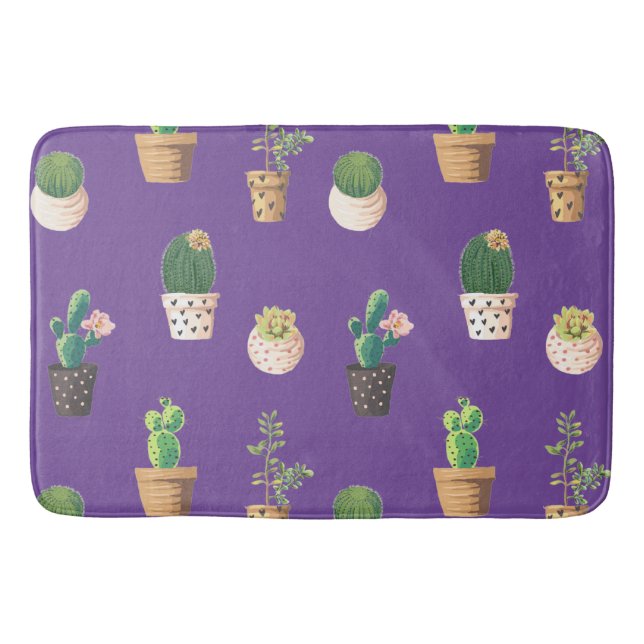 Tapis De Bain Cactus Succulents de Dessert Vert dans les pots (Devant)