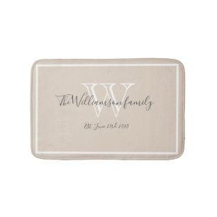 Tapis De Bain Cadeau mariage Moderne Famille Monogramme Script é