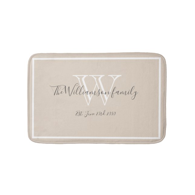 Tapis De Bain Cadeau mariage Moderne Famille Monogramme Script é (Devant)