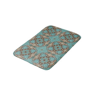 Tapis De Bain Café Brown Turquoise Vert Bali Motif Batik