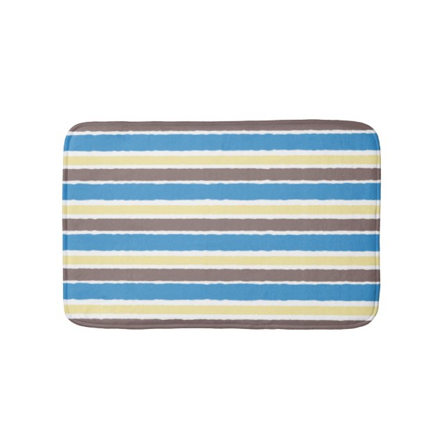 Tapis De Bain Café Popcorn Beurré Brown Sonic Blue Stripes (Devant)