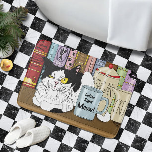 Tapis De Bain Café Tuxedo Chat amusant