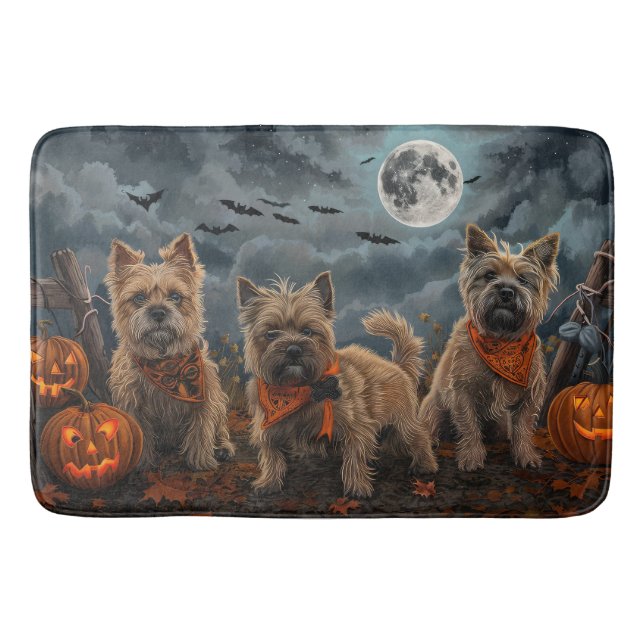 Tapis De Bain Cairn Terrier Halloween Squelettes (Devant)
