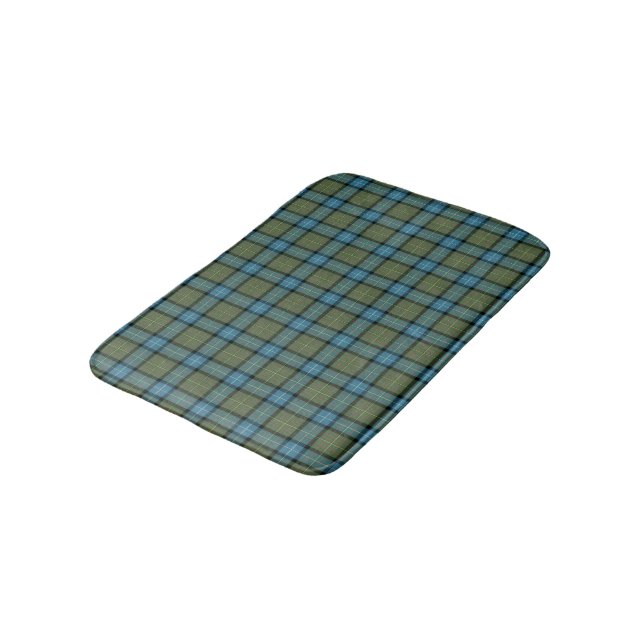 Tapis De Bain California State Turquoise et Moss Green Tartan (Angle)